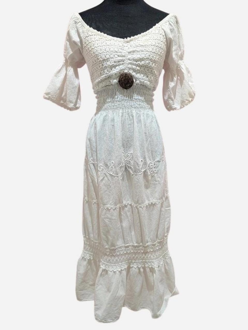 Vintage White Western Boho Maxi Dress (fits S-L) ‼️open to Offers
